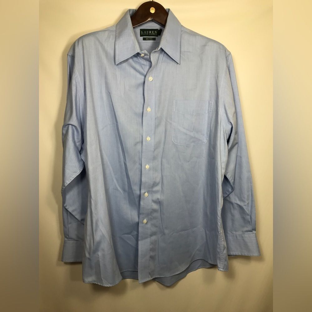 Lauren Ralph Lauren Men's Blue Classic Fit Non Iron long sleeve shirt 17 1/2